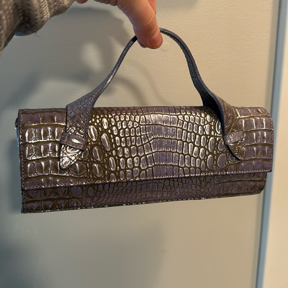 Donald Pliner Couture Italian Crocodile Embossed Clutch